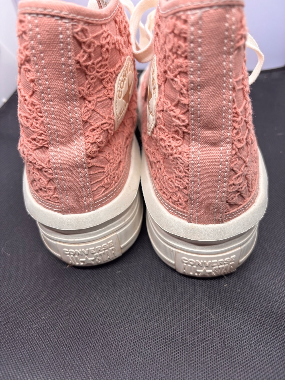 Converse Women's Pink Lace High-Top Sneakers - Picture 3 of 5